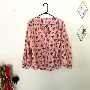 Madewell pink flower blouse